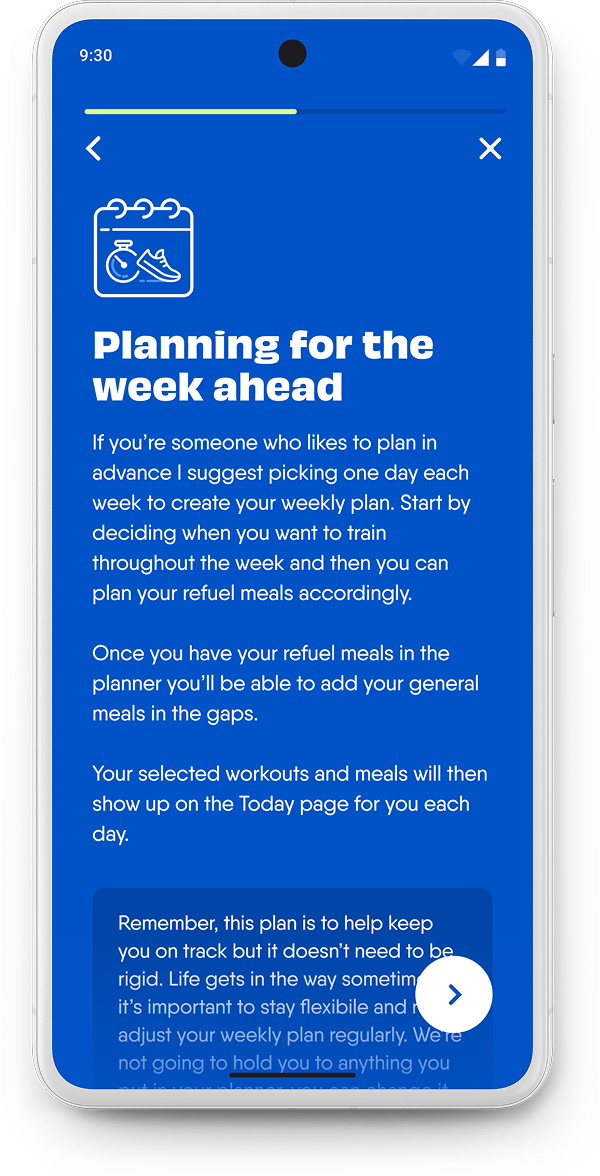 The Body Coach planning for the week ahead screen