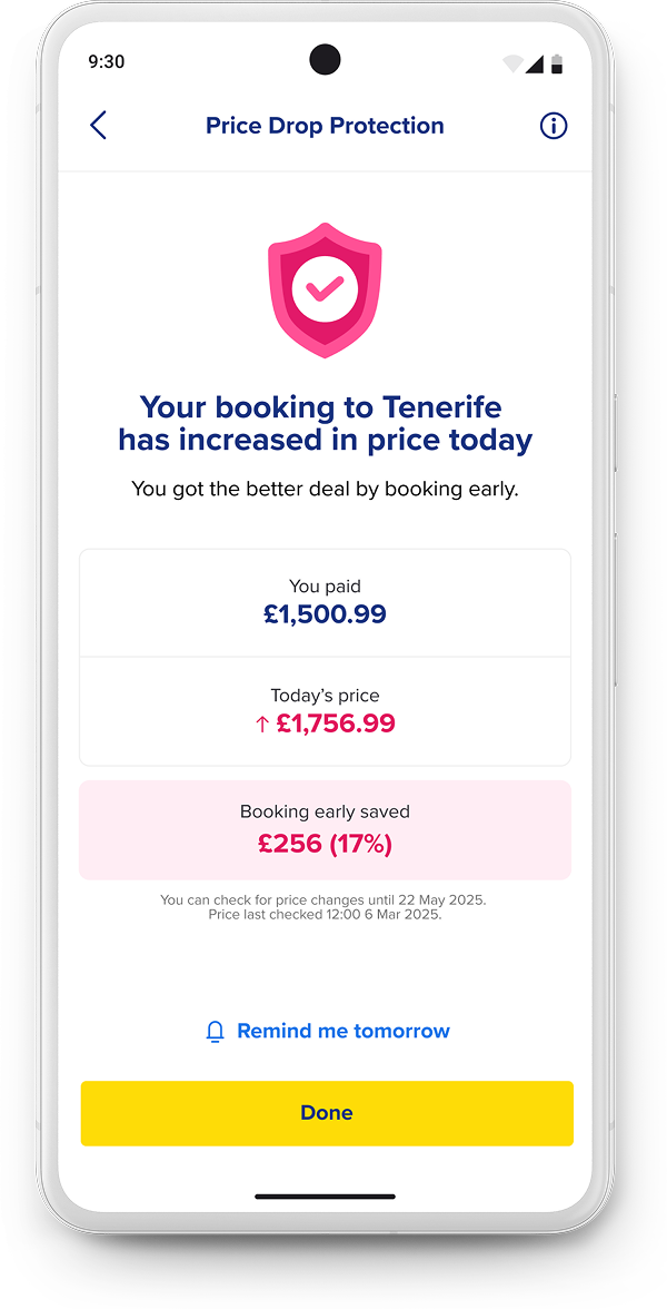 Price drop protection price increase screen