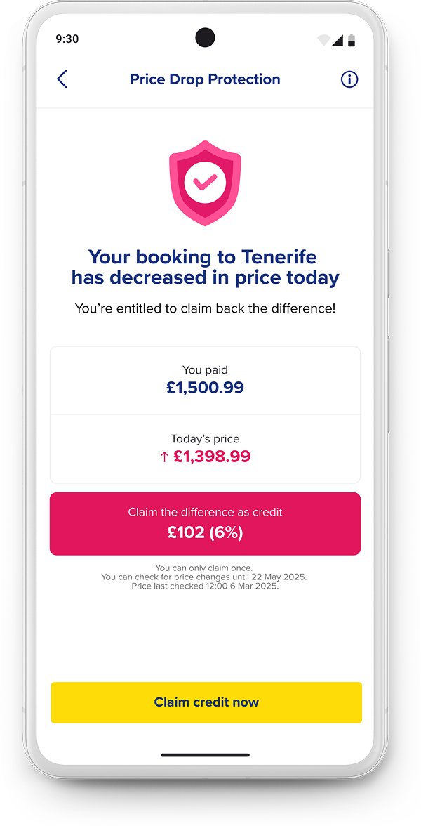Price drop protection price decrease screen