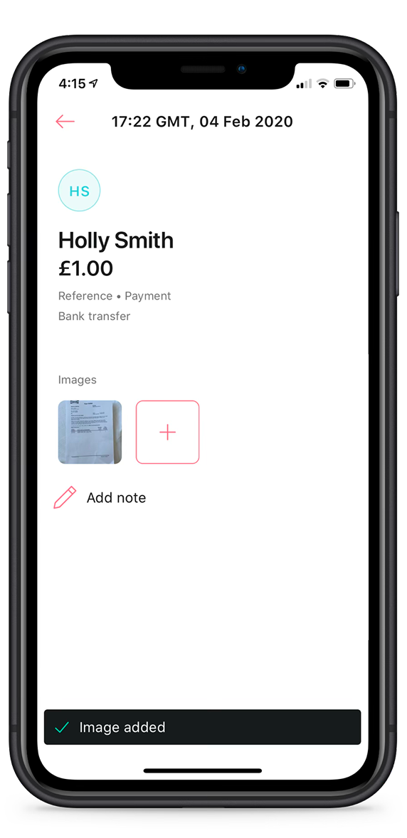 Mettle payment with receipt image screen
