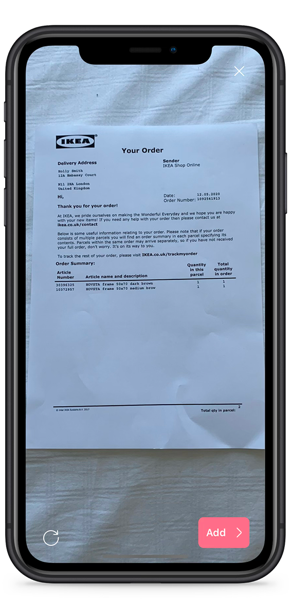 Mettle receipt capture camera screen