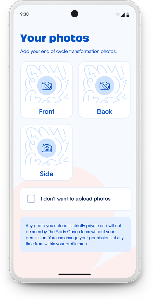 The Body Coach Your photos screen