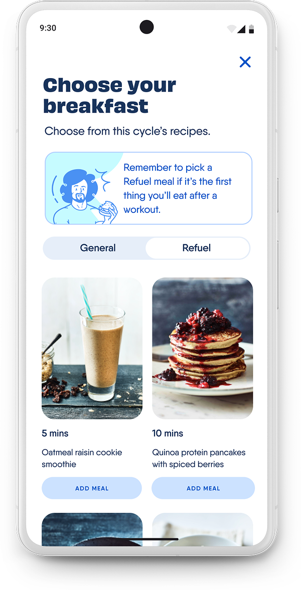 The Body Coach choose your breakfast screen
